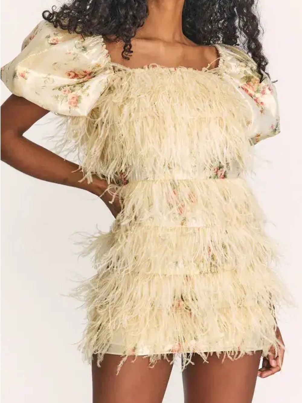 LoveShackFancy Beryl Feather Mini Dress